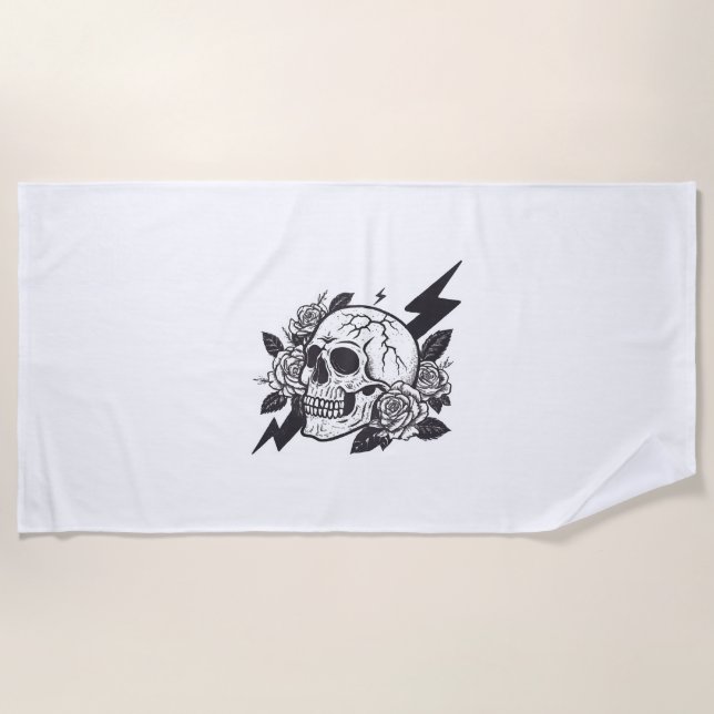 Serviette De Plage Amoureux du crâne (Devant)