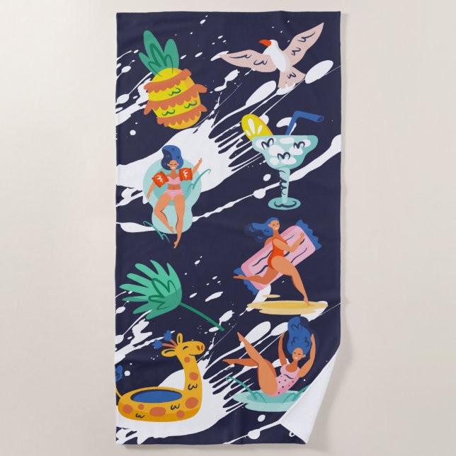 Serviette De Plage Amusant Été Féminin (Devant)