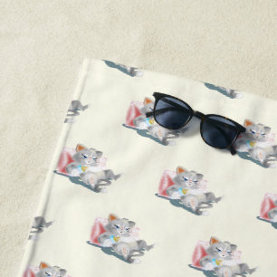 Serviette de plage amusante avec des chatons