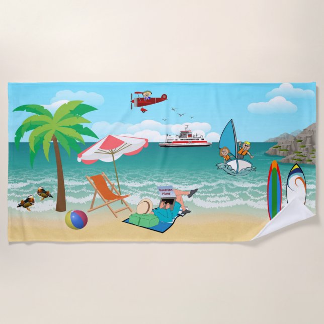 Serviette De Plage Amusement au bord de la plage (Devant)