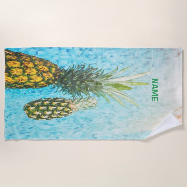 Serviette De Plage Ananas d'été dans la piscine (Devant)