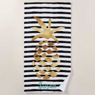 Serviette De Plage Ananas et pinces - Customisez avec votre nom