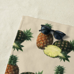 Serviette De Plage Ananas Hawaïens Vintage, Fruits Alimentaires Biolo