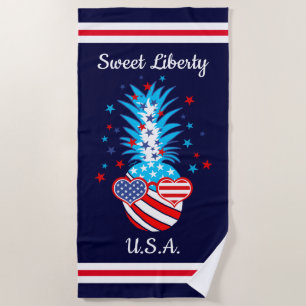 Serviette De Plage Ananas patriotique drôle