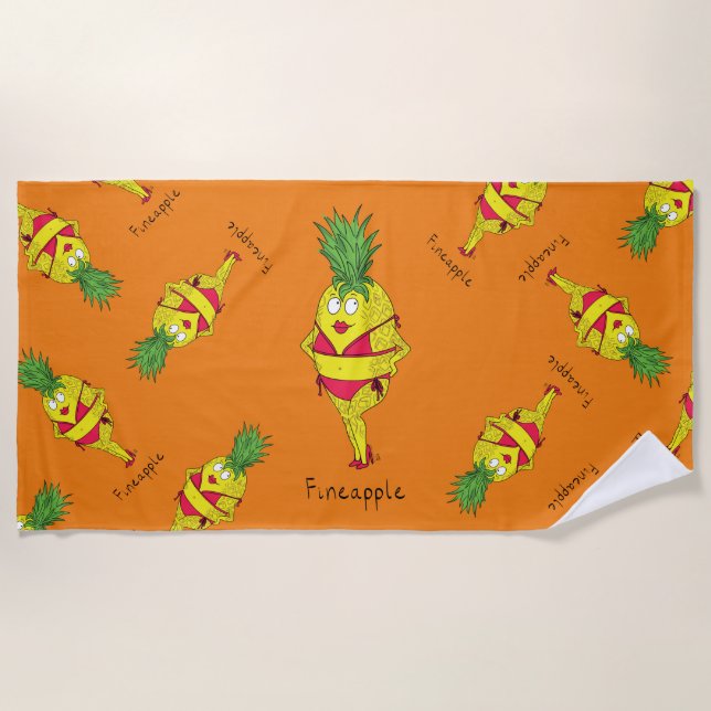 Serviette De Plage Ananas Pin-up Girl Fruit drôle (Devant)