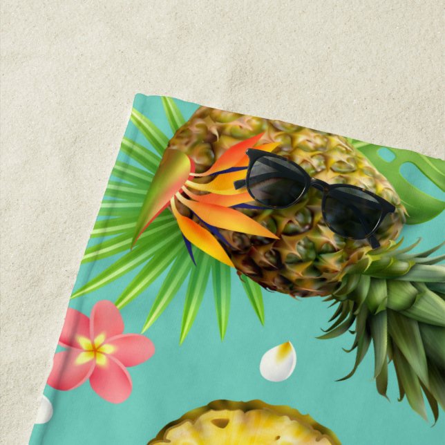 Serviette De Plage Ananas Rafraîchissant Exotique (En situation)