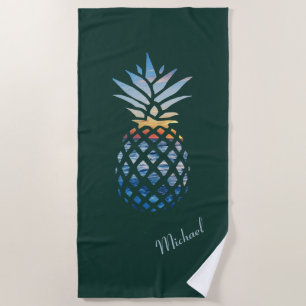 Serviette De Plage Ananas Sunset Beach Personnalisé N'importe quelle