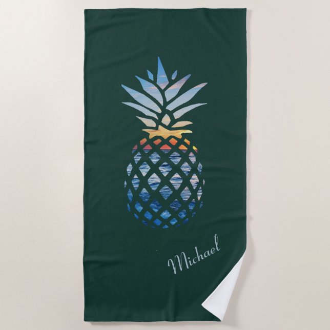 Serviette De Plage Ananas Sunset Beach Personnalisé N'importe quelle  (Devant)