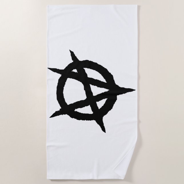 Serviette De Plage Anarchie symbole punk noir culture de musique sign (Devant)