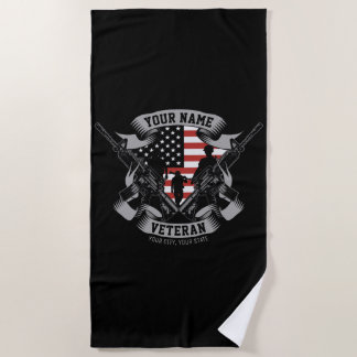 Serviette De Plage Ancien combattant américain personnalisé Fière Vet