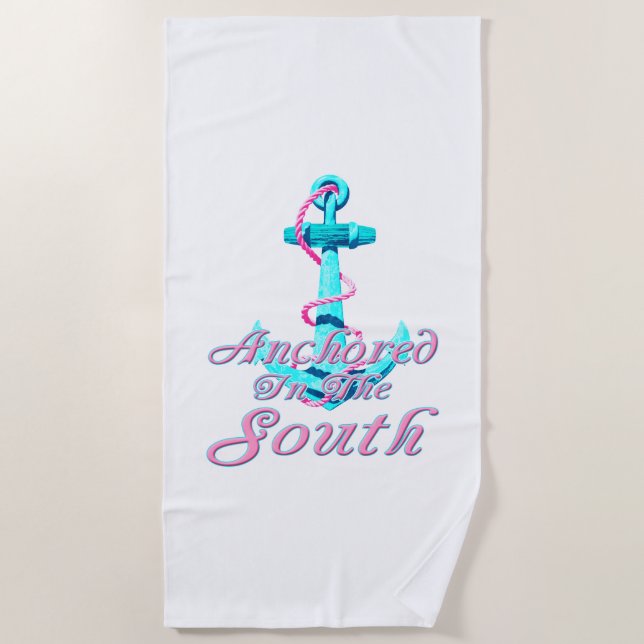 Serviette De Plage Ancré dans le sud nautique (Devant)