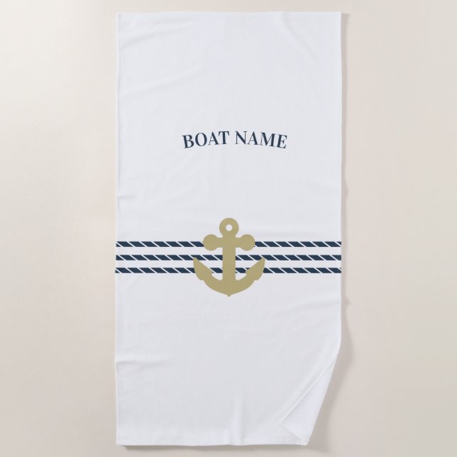 Serviette De Plage Ancre de bateau nautique, corde (Devant)