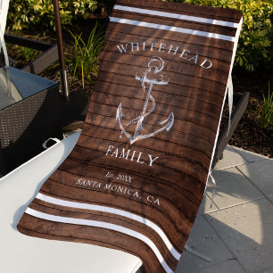 Serviette De Plage Ancre en bois marron moderne Famille nautique