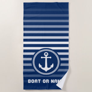 Serviette De Plage Ancre marine nautique Votre nom ou bateau Marine B