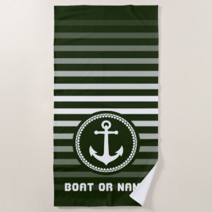 Serviette De Plage Ancre marine nautique Votre nom ou Boat Forest Gre