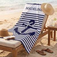 Ancre Nautione Personnalisée Bleu Marine Rayures B
