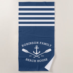 Serviette De Plage Ancre nautique Oars Nom de famille Beach Lake Hous