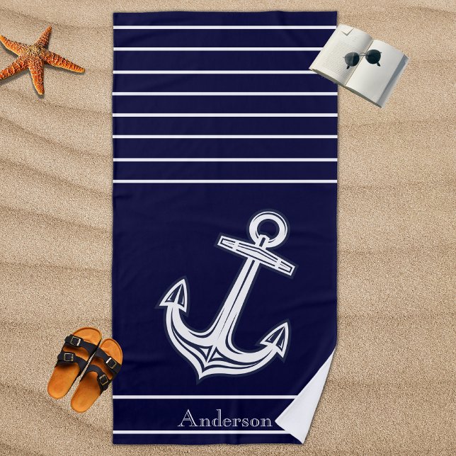 Serviette De Plage Ancre nautique personnalisée Salle de bain Marine  (Créateur téléchargé)