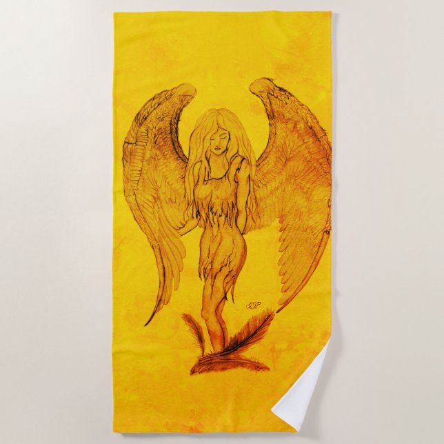 Serviette De Plage Angel en style tatouage (Devant)