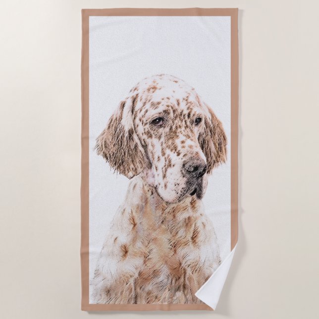 Serviette De Plage Anglais Setter Orange Belton Peinture Chien Art (Devant)