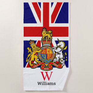 Serviette De Plage Angleterre Royal Crest Monogram Beach Towne