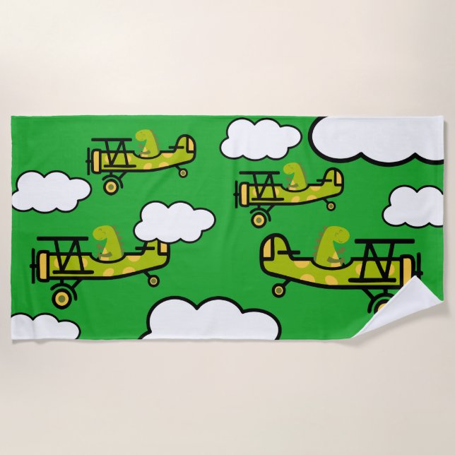 Serviette De Plage Animal Dinosaur Pilote Nursery Art (Devant)