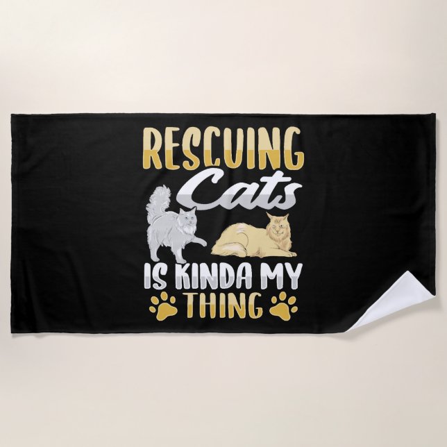 Serviette De Plage Animal Rescue Chat Secourt Chat Sauveur Chat (Devant)