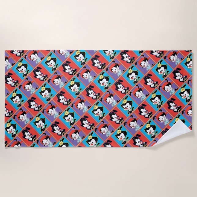 Serviette De Plage Animaniacs | Graphique de panneau Yakko, Dot et Wa (Devant)