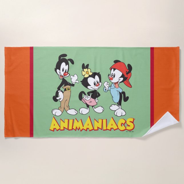 Serviette De Plage Animaniacs | Yakko, Dot et Wakko debout (Devant)