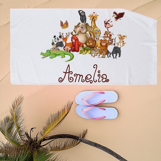 Serviette De Plage Animaux pour enfants personnalisés  (Créateur téléchargé)