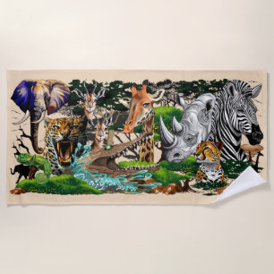 Serviette De Plage Animaux sauvages de la Savane africaine