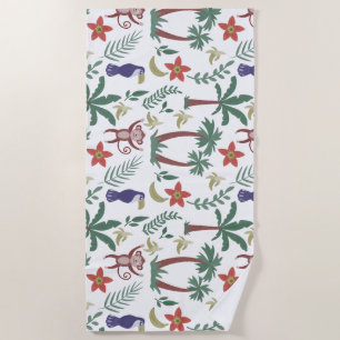 Serviette De Plage Animaux tropicaux sans soudure motif macaw et sing