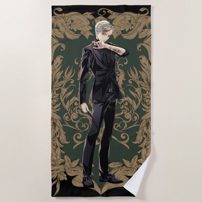 Serviette De Plage Anime Draco Malfoy Cadre Ornate (Devant)