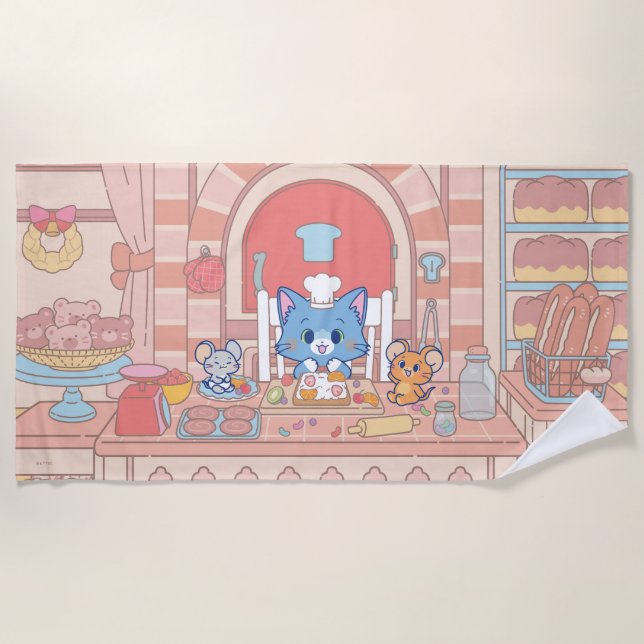 Serviette De Plage Anime Tom, Jerry et boulangerie Tuffy (Devant)