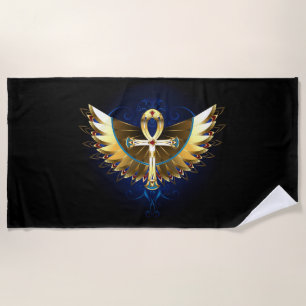 Serviette De Plage Ankh or avec ailes