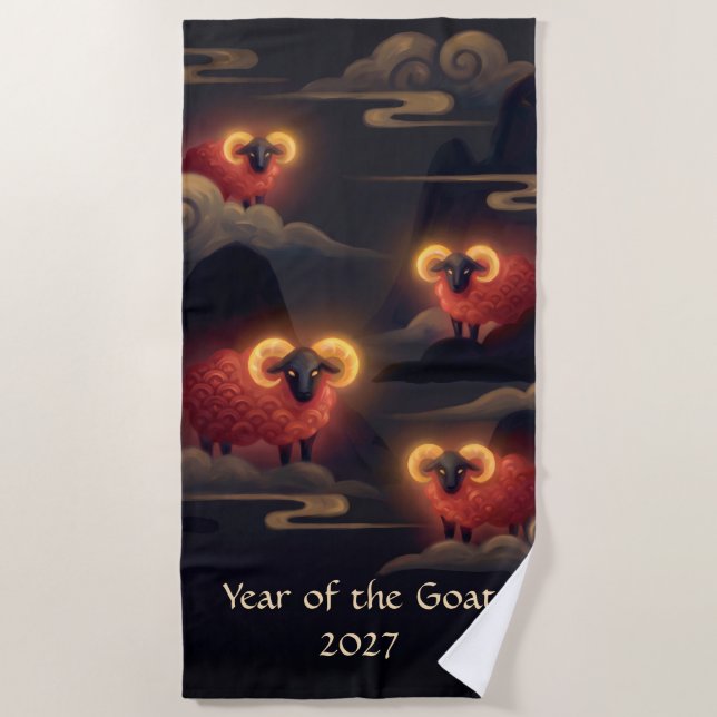 Serviette De Plage Année de la Chèvre 2027 (Devant)