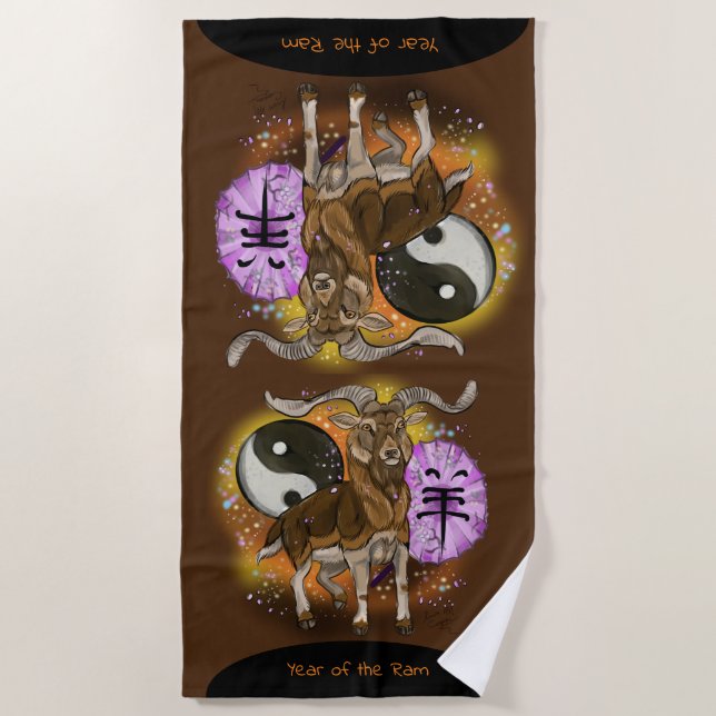 Serviette De Plage Année du bélier chinois Zodiac (Devant)