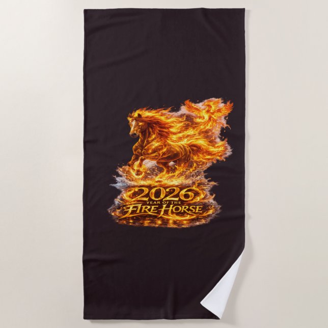 Serviette De Plage Année du Cheval de Feu 2026 (Devant)