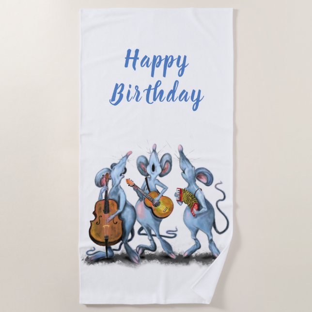 Serviette De Plage Anniversaire Beach Towel Musical Mouse Band (Devant)