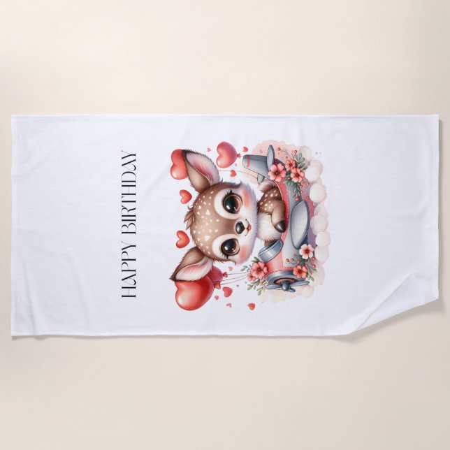 Serviette De Plage Anniversaire de Deer Pilot (Devant)
