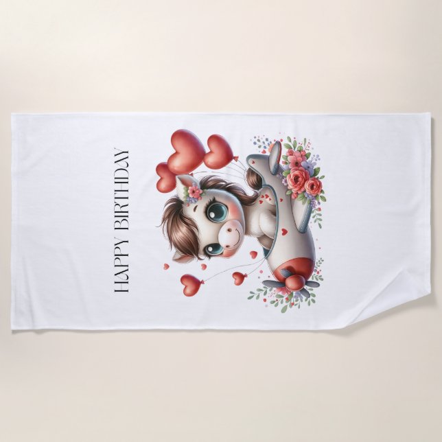 Serviette De Plage Anniversaire de Pony Pilot (Devant)