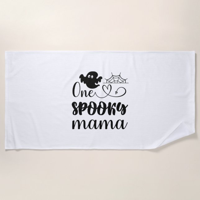 Serviette De Plage Anniversaire d'Halloween d'une maman Éffrayante (Devant)