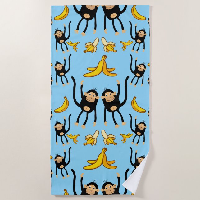 Serviette De Plage Anniversaire du Singe mignon (Devant)
