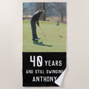 Serviette De Plage Anniversaire Golfer Funny 40e heureux Par Photo