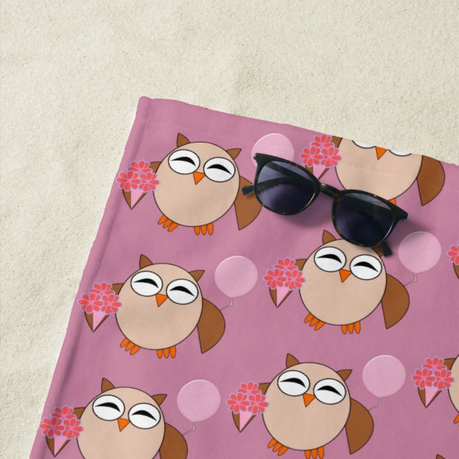 Serviette De Plage Anniversaire Owl Beach Towel (En situation)