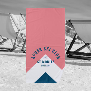 Serviette De Plage Après Ski Club Marine Rose Style Rétro hiver