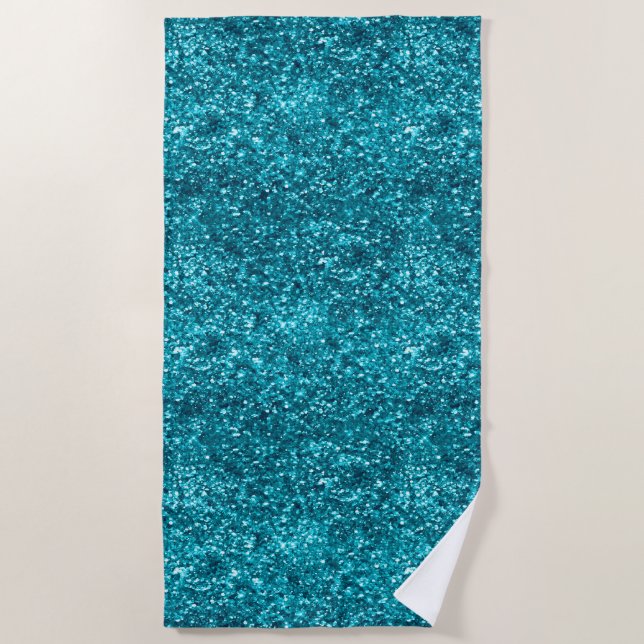 Serviette De Plage Aqua Gold Glitzy Parties scintillant (inspirée de  (Devant)