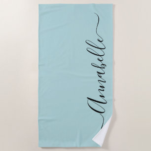 Serviette De Plage Aqua Mint Green Nom personnalisé Beach Towel