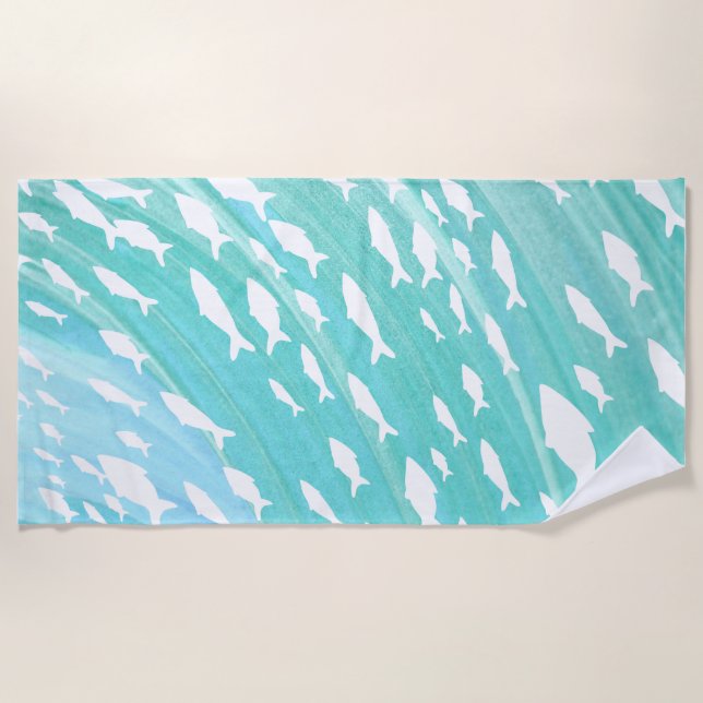 Serviette De Plage Aqua Ocean Fish Beach Motif (Devant)