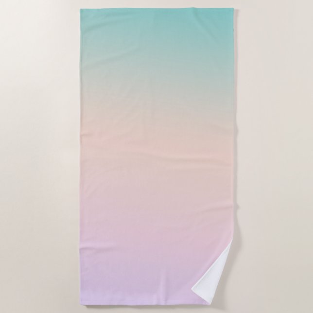 Serviette De Plage Aqua Peach Purple Pink Tie Tee Ombre (Devant)